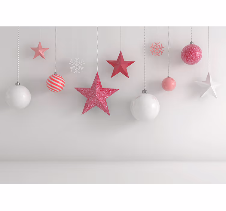 Mural infantil Globos de adornos de color rosa - TenVinilo