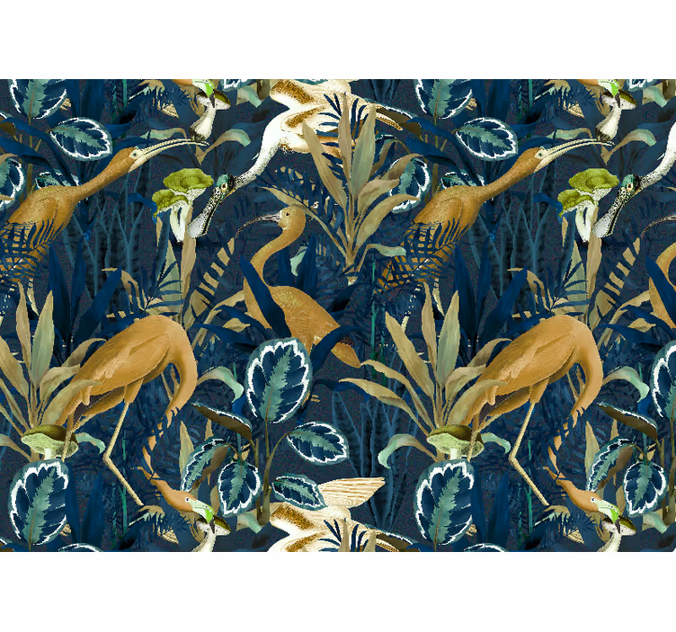 Mural africano escena de aves tropicales - TenVinilo