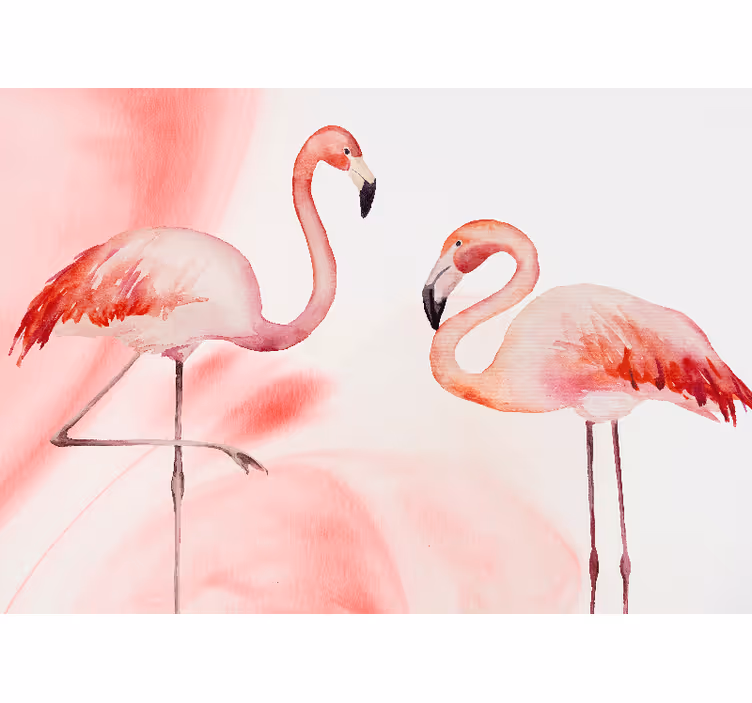 Mural para salón pareja de flamencos - TenVinilo