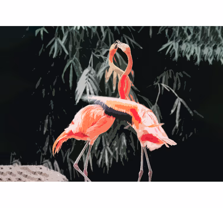 Mural dormitorio matrimonial baile de amor de flamencos - TenVinilo
