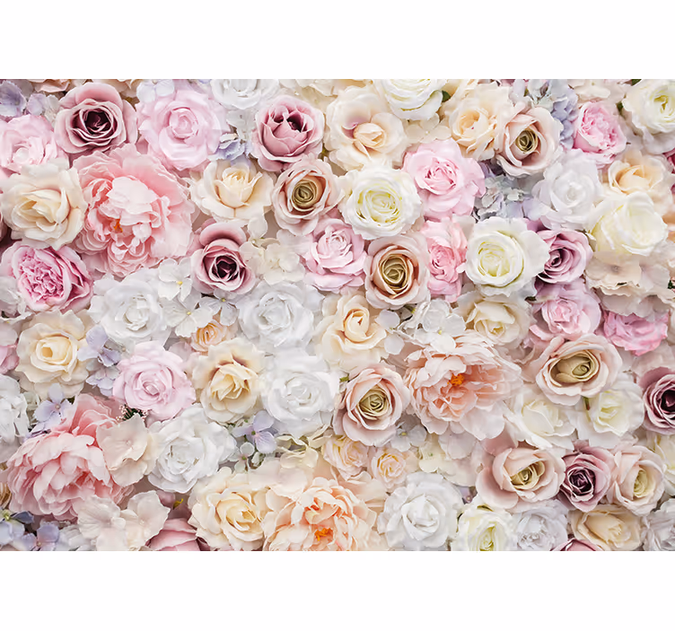 Mural para salón Flor rosa de colores surtidos - TenVinilo
