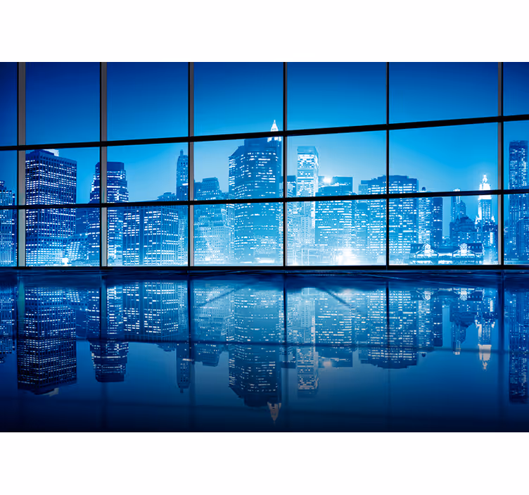 Fotomural Nueva York Ventana moderna azul - TenVinilo