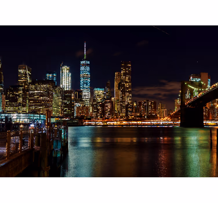 Fotomural de ciudad Luces de la ciudad de nueva york en la noche - TenVinilo
