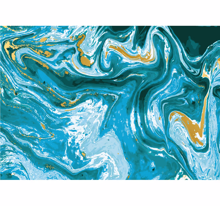 Mural abstracto olas turquesa fluyendo - TenVinilo