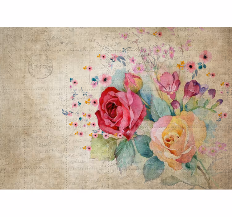 Fotomural flores Multicolor vintage pequeño - TenVinilo