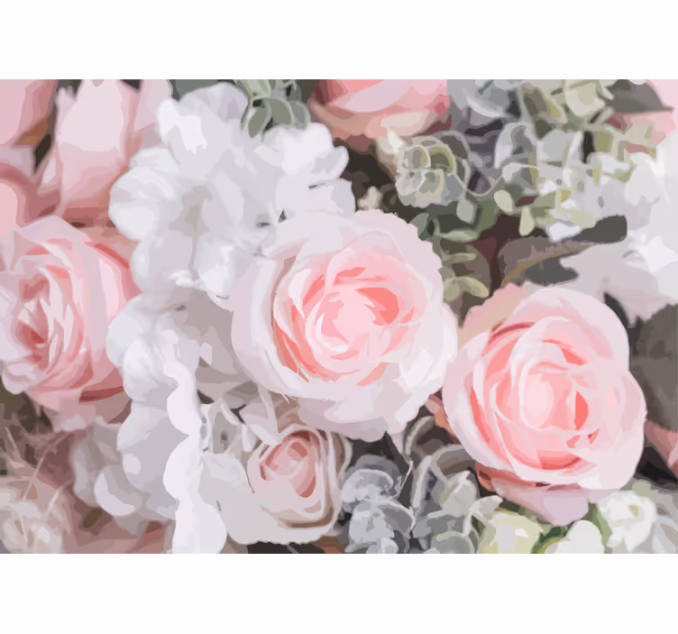 Mural de flores rosas rosa románticas - TenVinilo