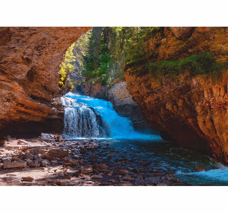 Fotomural de cascada Cueva de cascada secreta - TenVinilo