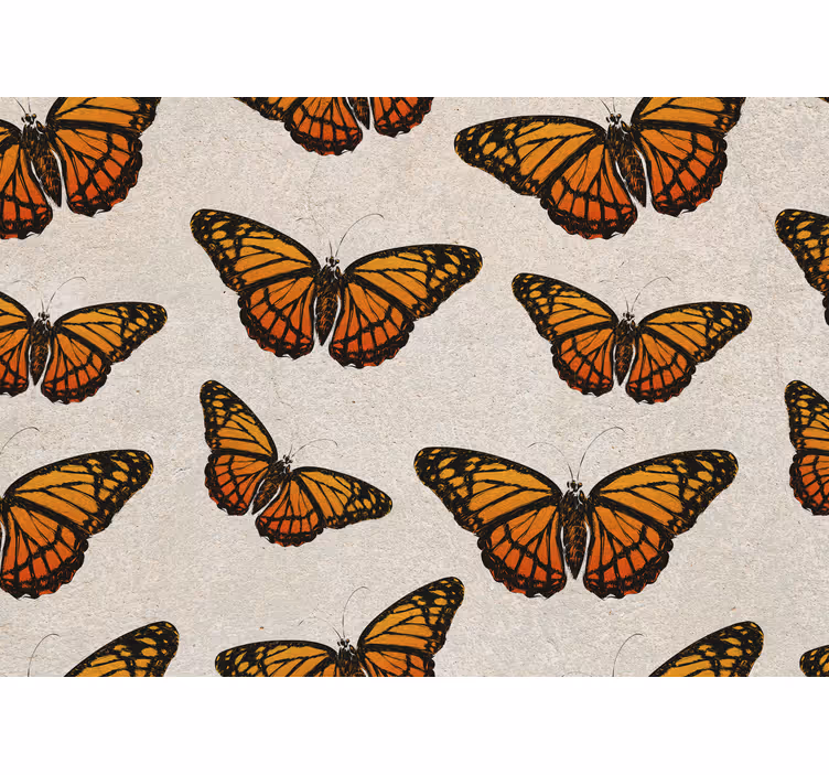 Mural de flores mariposas en vuelo - TenVinilo
