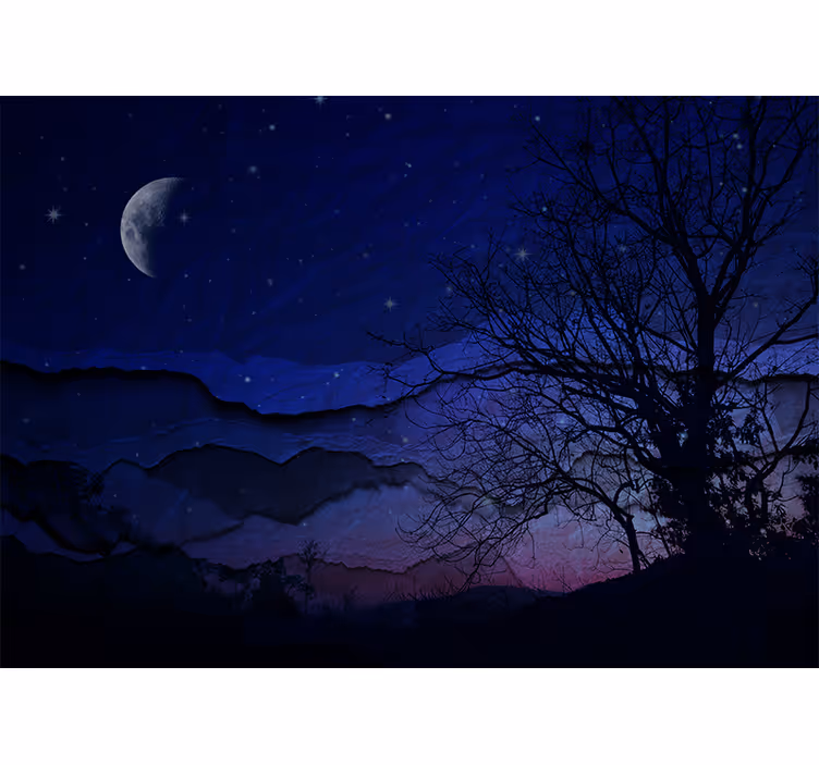 Fotomural cielo nocturno iluminado por la luna - TenVinilo