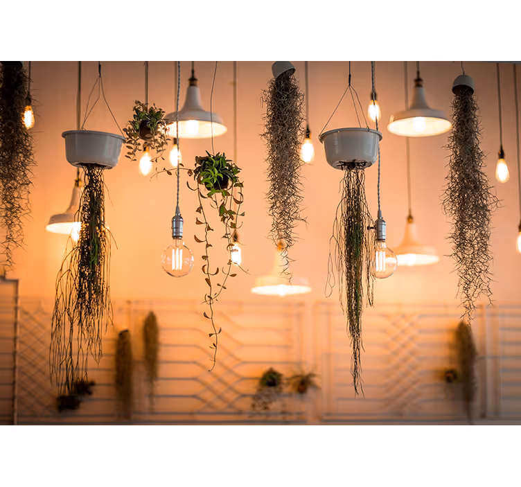 Mural de naturaleza con acentos de vegetación colgante - TenVinilo