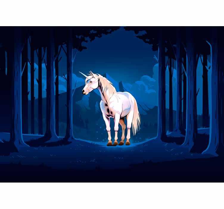 Mural de fantasía escena del unicornio majestuoso - TenVinilo