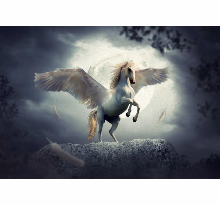 Mural de fantasía unicornio volador fantasy - TenVinilo