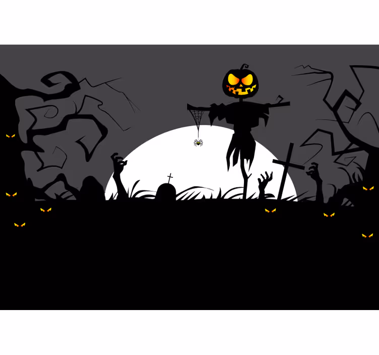 Mural halloween espantapájaros calabaza terrorífica - TenVinilo