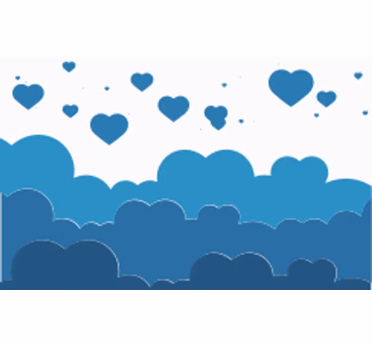 Fotomural para bebés Patrón de nube de corazón azul - TenVinilo