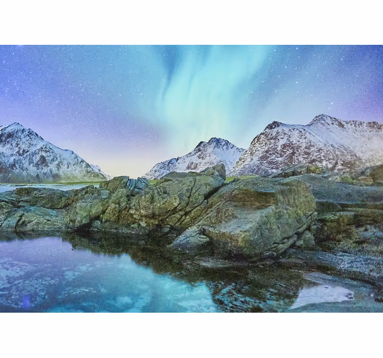 Mural de paisajes reflejo de auroras boreales - TenVinilo