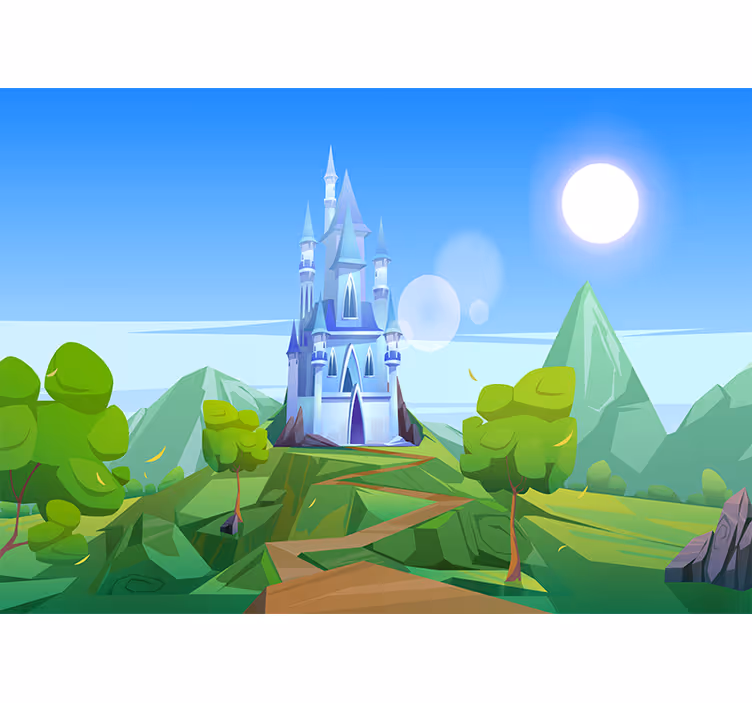Mural de fantasía paisaje del castillo encantado - TenVinilo