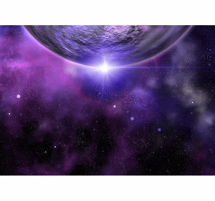 Fotomural espacio lugar morado con planeta - TenVinilo