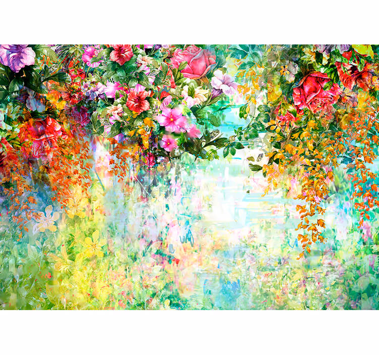 Fotomural flores Textura de pintura al óleo vintage con - TenVinilo