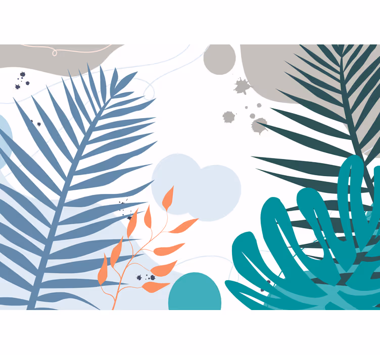 Mural para salón Coloridas hojas tropicales - TenVinilo