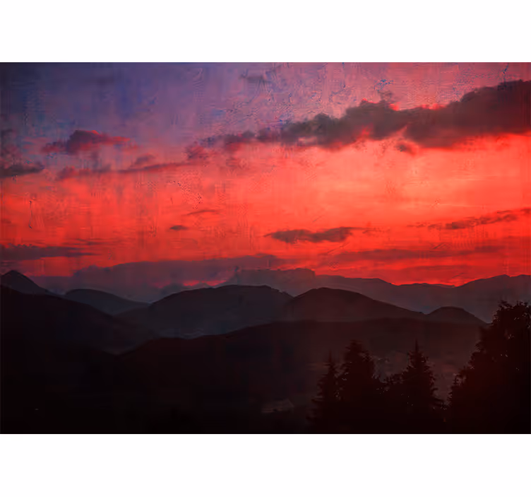 Mural de montañas atardecer dramático en las montañas - TenVinilo