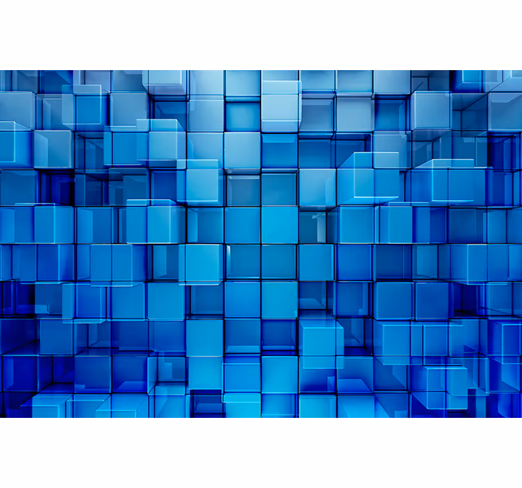 Fotomural 3D Efecto 3d de cubos de vidrio azul - TenVinilo