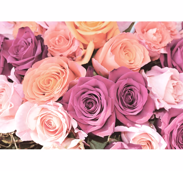 Mural de flores ramo de rosas en primer plano - TenVinilo