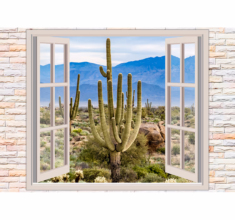 Mural de naturaleza vista de cactus del desierto - TenVinilo