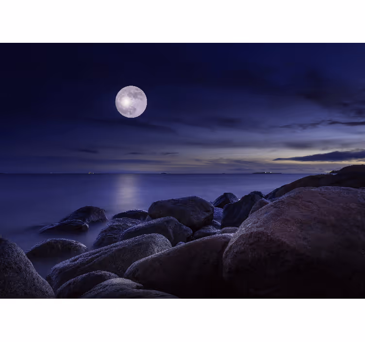 Fotomural cielo paisaje marítimo iluminado lunar - TenVinilo