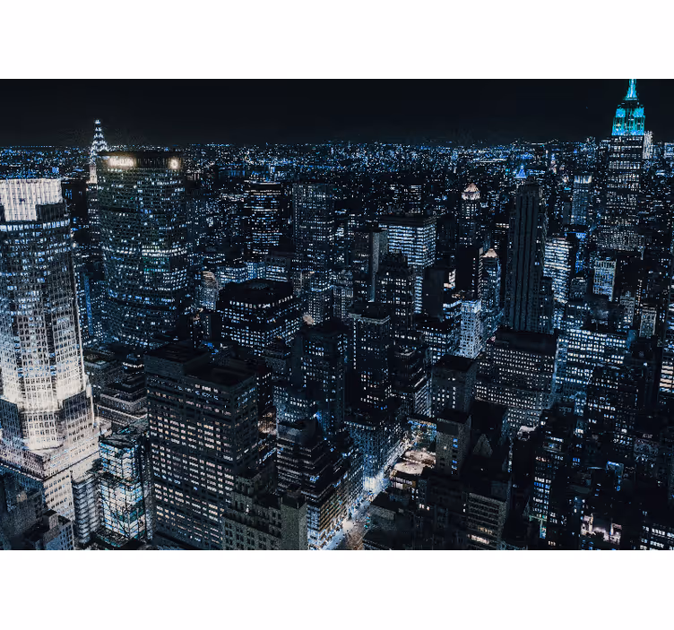 Mural new york vista nocturna del horizonte - TenVinilo