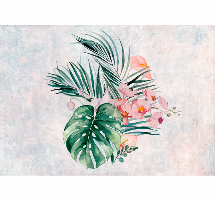 Fotomural naturaleza Patrón de hojas de monstera acuarela - TenVinilo