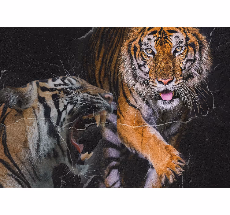 Fotomural animale Tigres retro 3d - TenVinilo