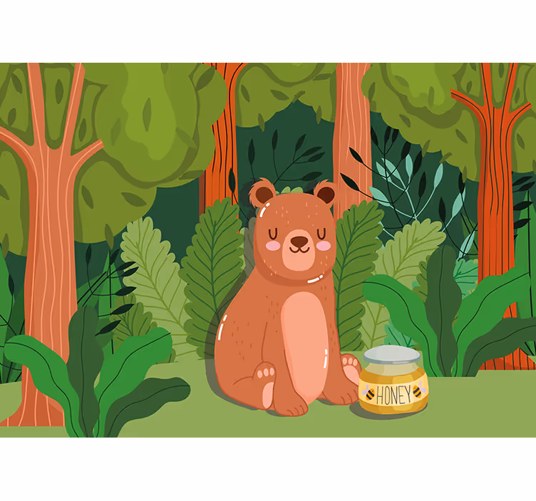 Mural infantil arte de oso adorable - TenVinilo