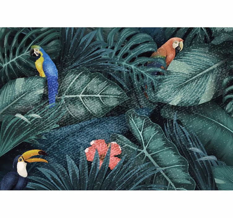 Mural de selva exuberante paraíso tropical - TenVinilo