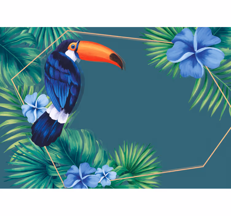 Fotomural naturaleza Hojas tropicales tucán - TenVinilo