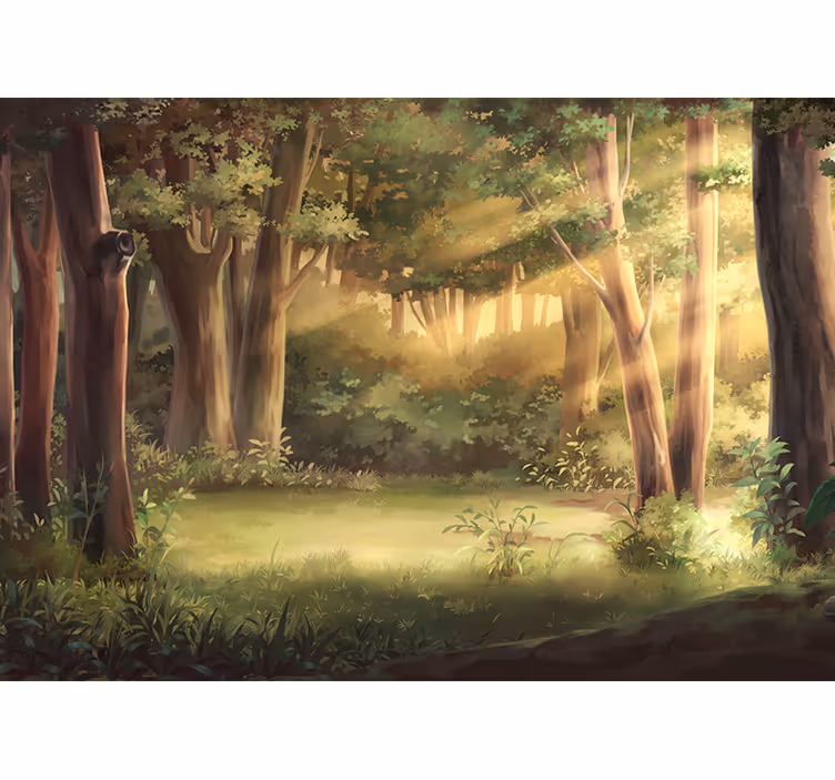 Mural de naturaleza paisaje del bosque soleado - TenVinilo