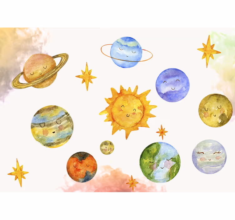 Mural de fantasía cuerpos celestiales juguetones - TenVinilo