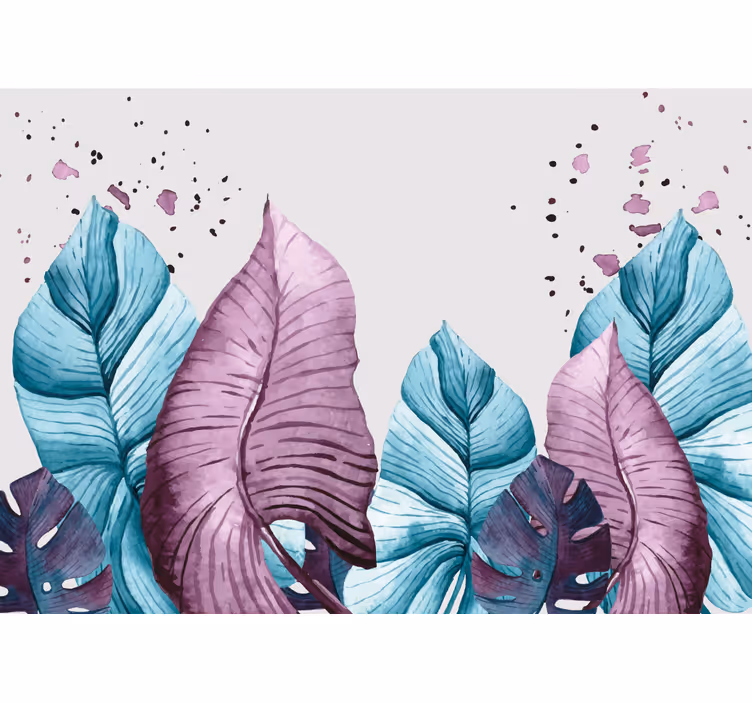 Mural de naturaleza con grandes patrones de hojas - TenVinilo
