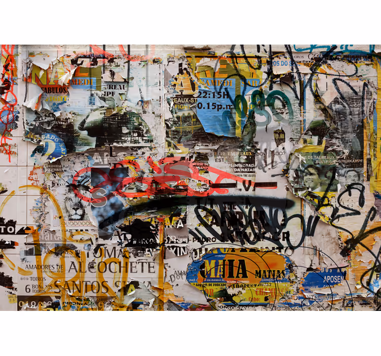 Mural graffiti collage de arte urbano - TenVinilo