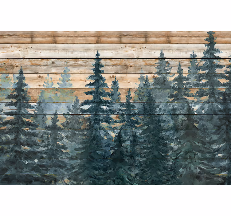 Mural para salón sereno bosque de pinos - TenVinilo
