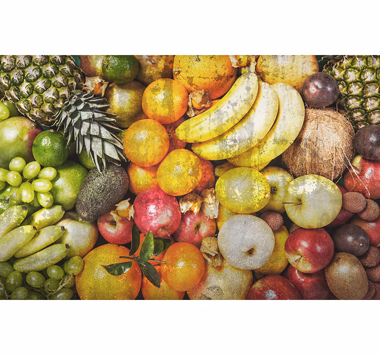 Mural efecto piedra fruta sobre concreto - TenVinilo