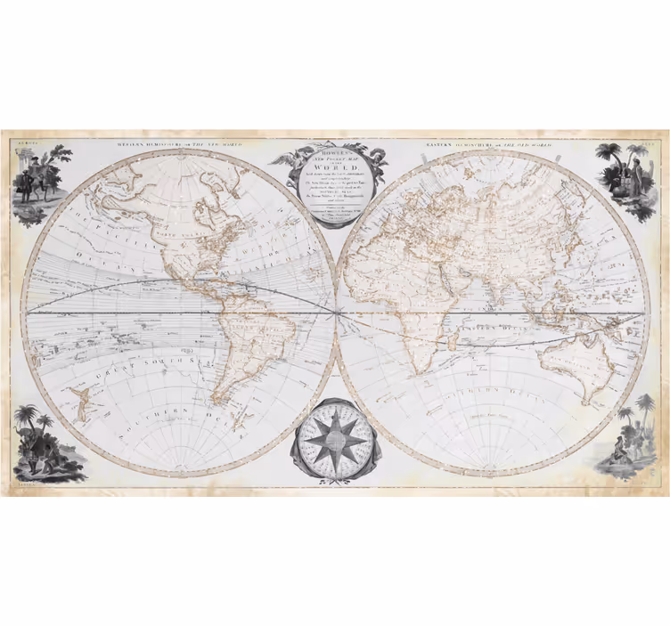 Fotomural para oficina mapa del mundo vintage a la acuarela - TenVinilo
