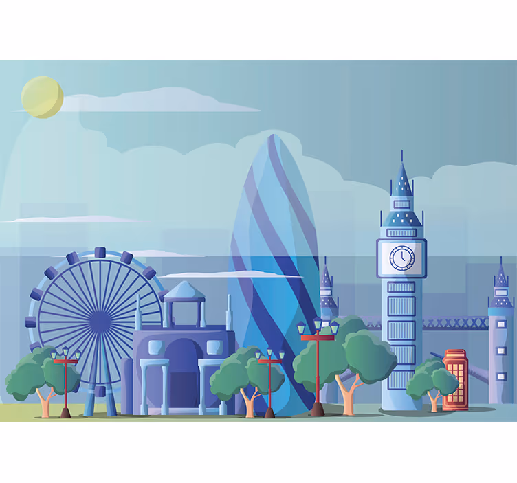 Mural de Londres ilustración de vivero de londres - TenVinilo