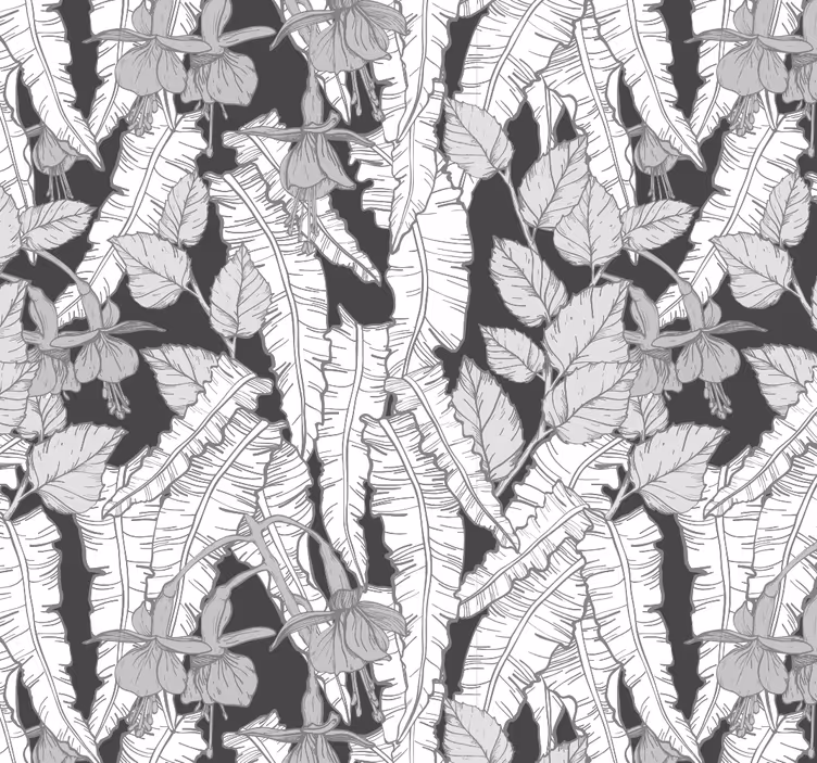 Mural para oficina diseño de selva tropical gris - TenVinilo