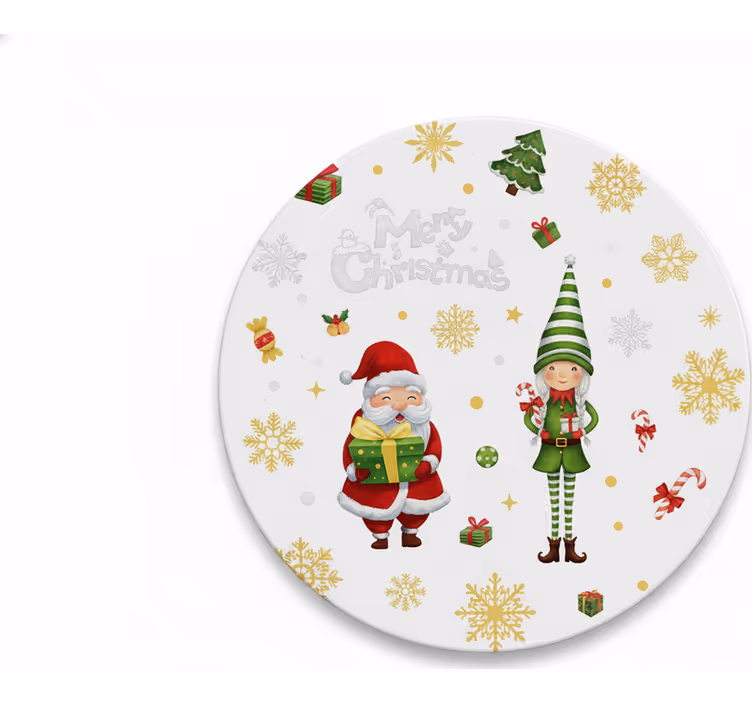 Portavasos navideño santa con duende - TenVinilo