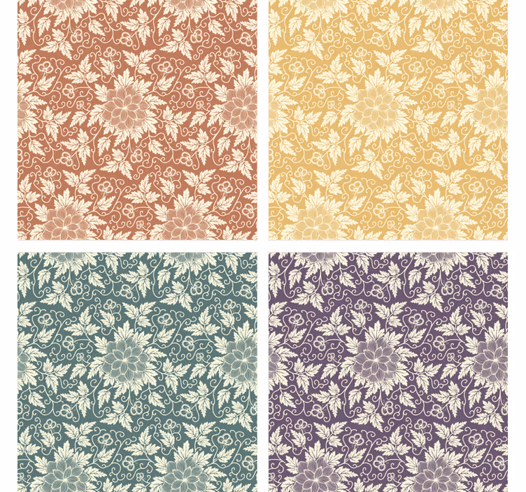 Portavasos vintage azulejos cuadrados florales - TenVinilo