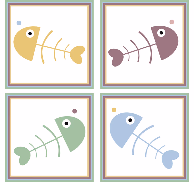 Portavasos esqueletos de pescado coloridos - TenVinilo
