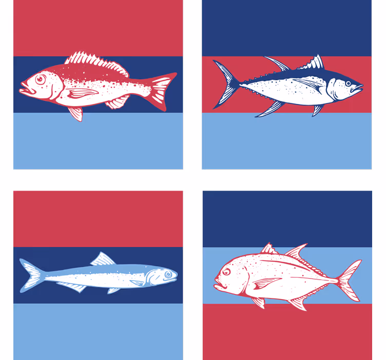 Posavasos tricolor original peces dibujados - TenVinilo