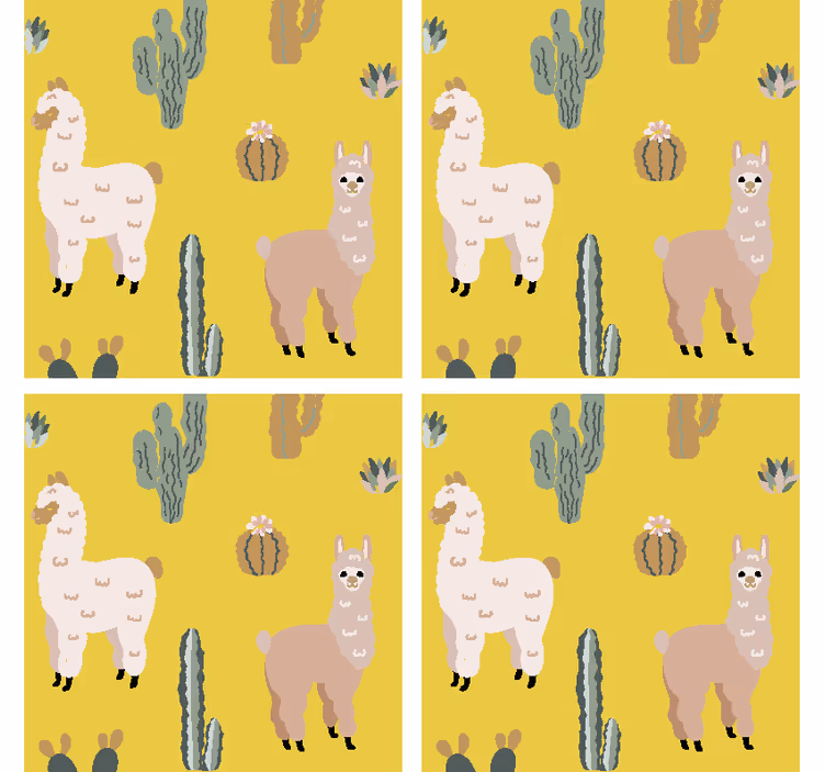 Posavasos frikis llama y patrón de cactus - TenVinilo