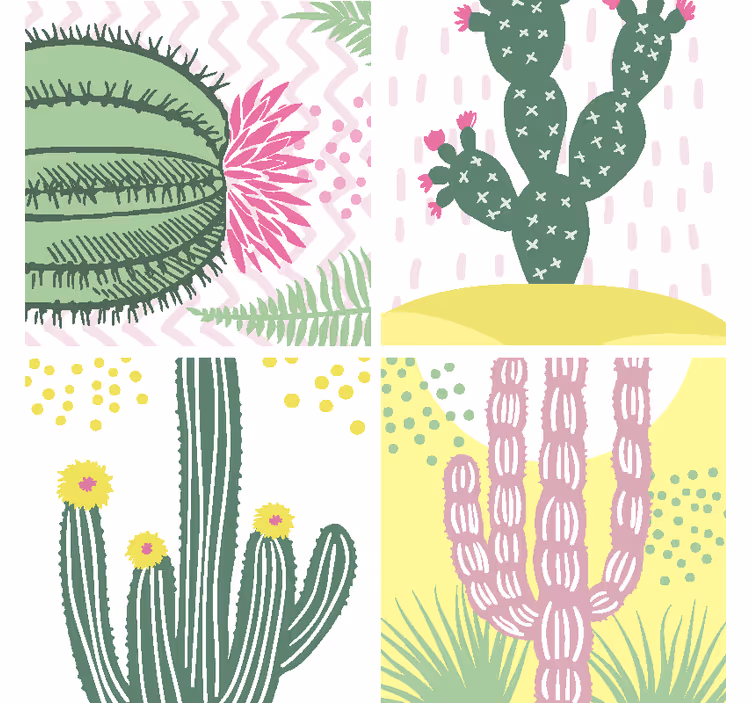 Posavasos frikis con diseño de cactus vibrante - TenVinilo