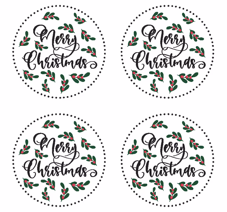 Portavasos navideño diseño de acebo feliz navidad - TenVinilo